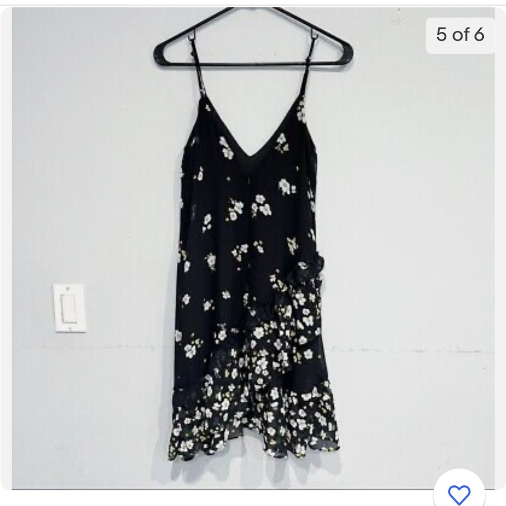 Bardot black floral mini dress with ruffle